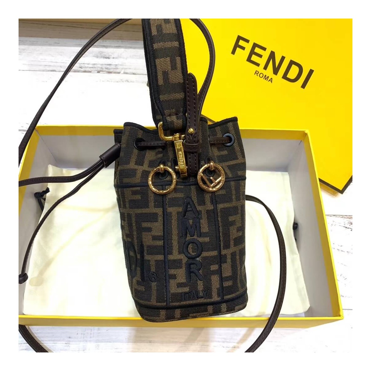 Fendi Mon Tresor Roma Amor Fabric Mini Bag 8BS010