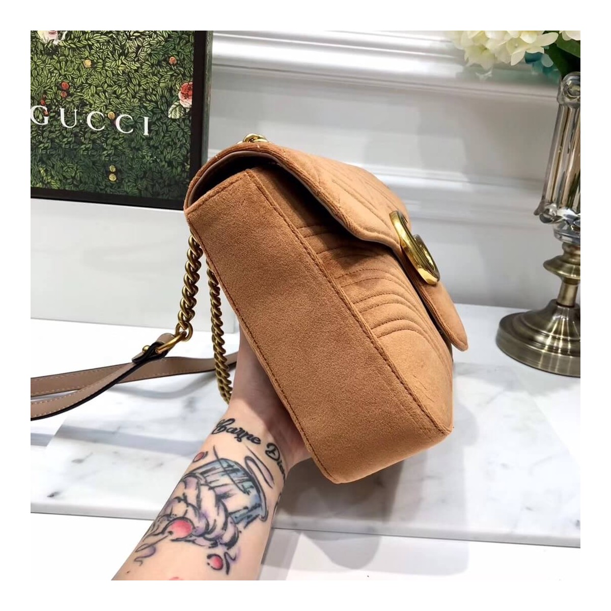 Gucci GG Marmont Medium Velvet Shoulder Bag 443496