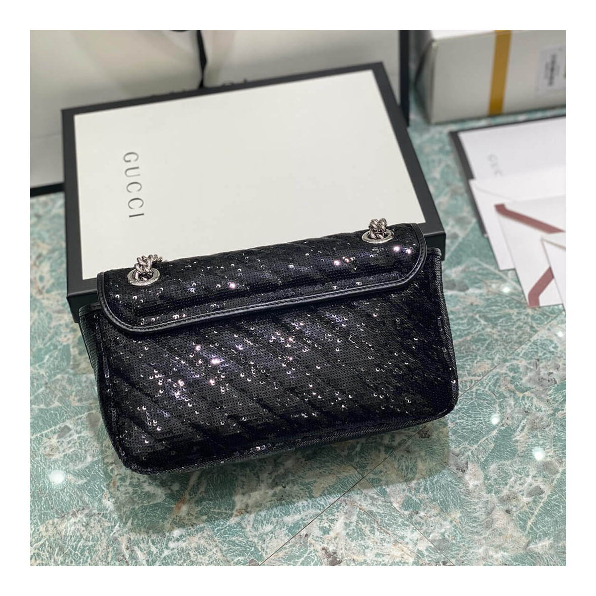 Gucci GG Marmont Small Sequin Shoulder Bag 443497