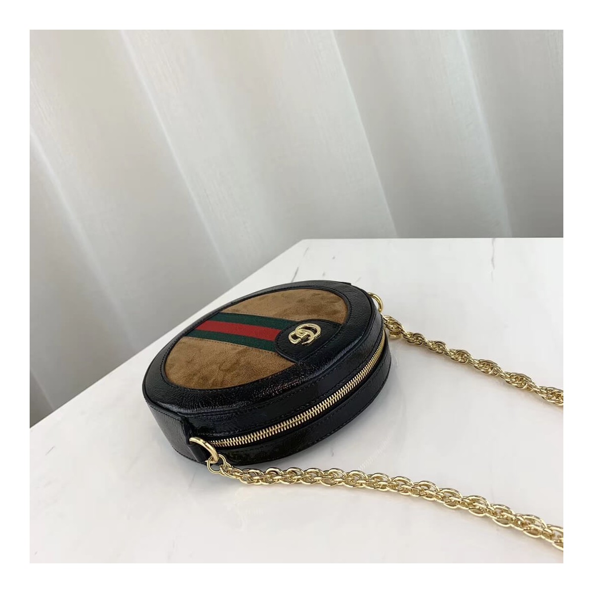 Gucci Suede Ophidia Mini Round Shoulder Bag 550618